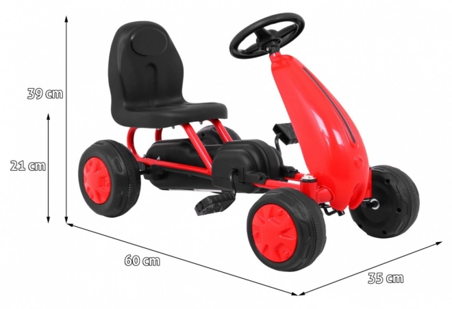 Primul Gokart cu pedale pentru copii Rosu cu antrenare pe lant si roți din cauciuc