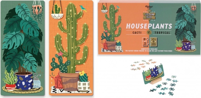 Puzzle duel plante de apartament: cactuși vs tropicale 2x70 piese