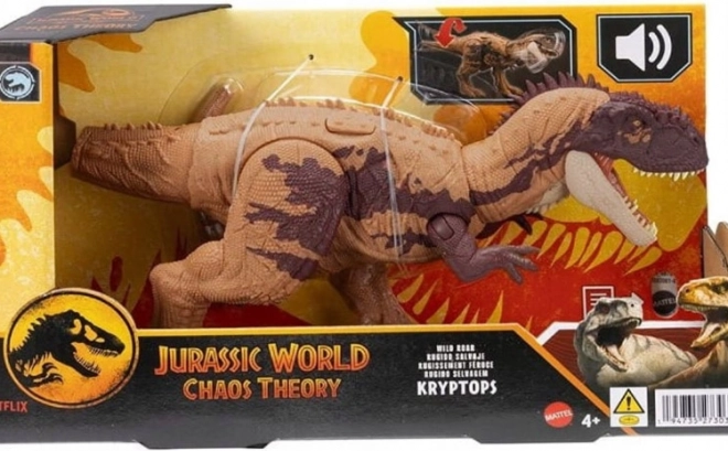 Figurină dinozaur Kryptops din Jurassic World cu răget sălbatic și părți mobile