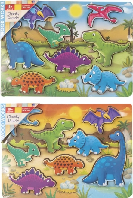 Puzzle din lemn cu dinozauri