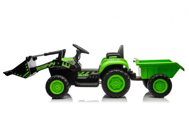 Tractor electric pentru copii cu cupă verde