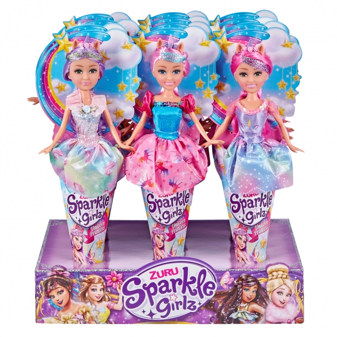Păpușă zână unicorn Sparkle Girlz în con