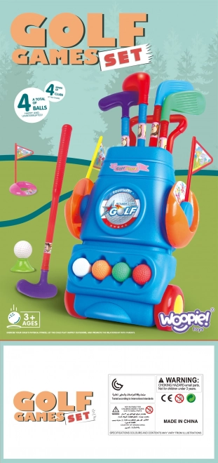 Set de golf pentru copii cu suport pe roți Woopie