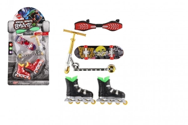 Set mini skateboard, waveboard, role și trotinetă pentru degete