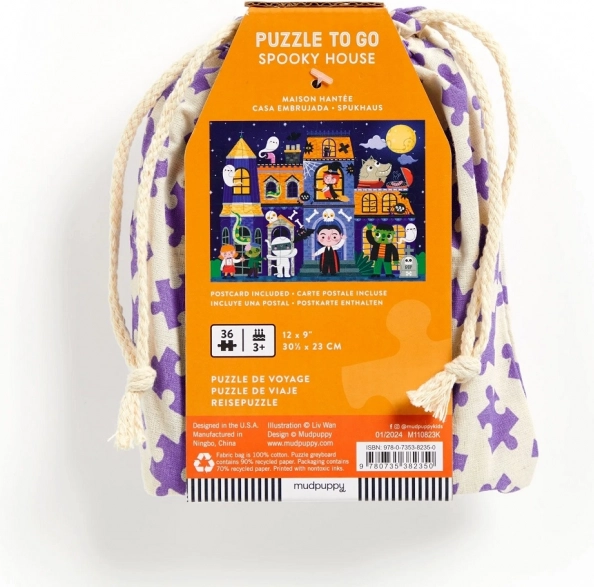 Puzzle Casa Bântuită de la Mudpuppy într-un săculeț din material textil