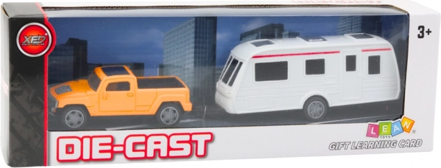 Set Mașină de Teren cu Rulotă de Camping - Portocaliu