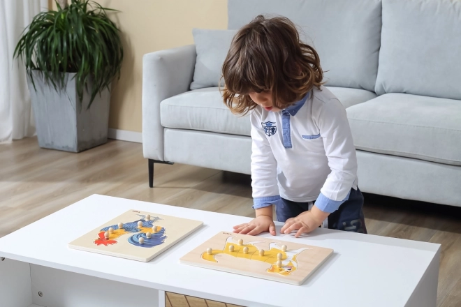 Puzzle montessori din lemn - cocoș