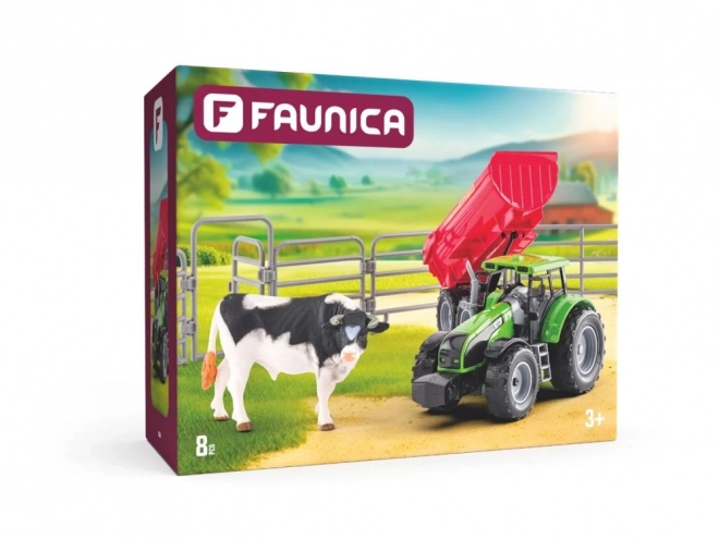 Tractor cu remorcă și taur