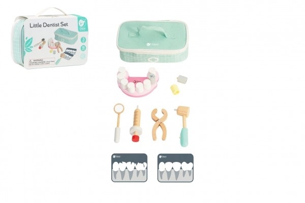 Set dentist din lemn cu accesorii în săculeț textil