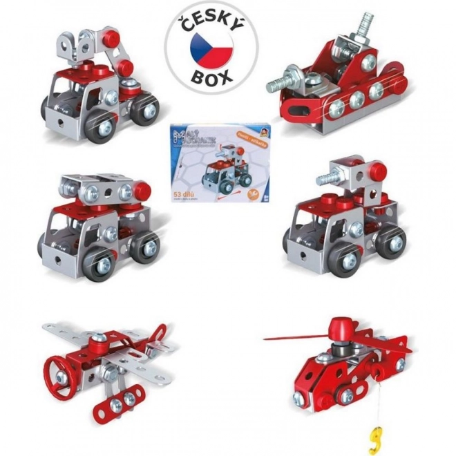 Set de construcție Micul mecanic - vehicule de pompieri – Avion