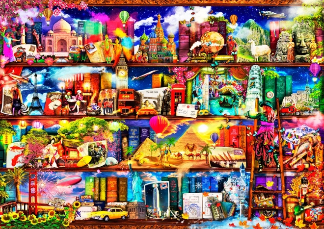 Puzzle de lemn bibliotecă de călătorie