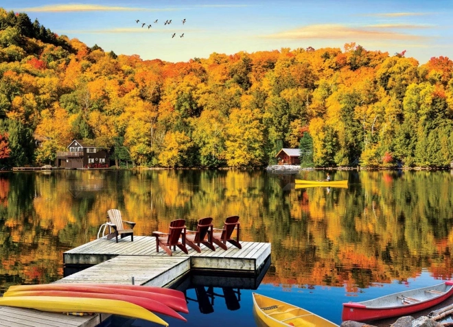 Puzzle Chalet de lângă lac, Quebec 1000 de piese