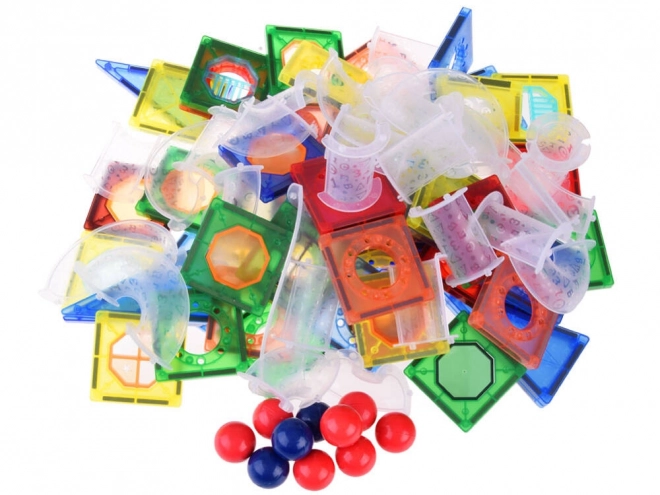 Set de construcție magnetic pentru piese de traseu cu bile ZA4719 - 123 piese
