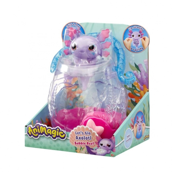 Axolotl luminos în acvariu