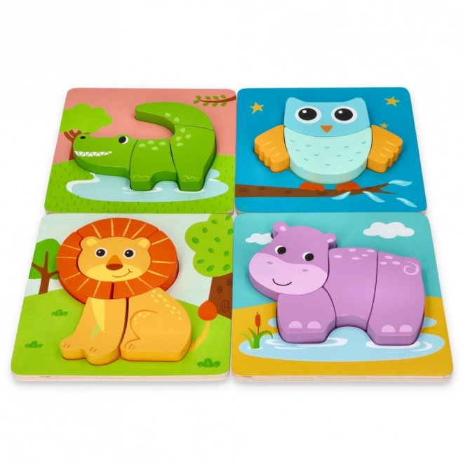 Set de patru puzzle-uri cu animale