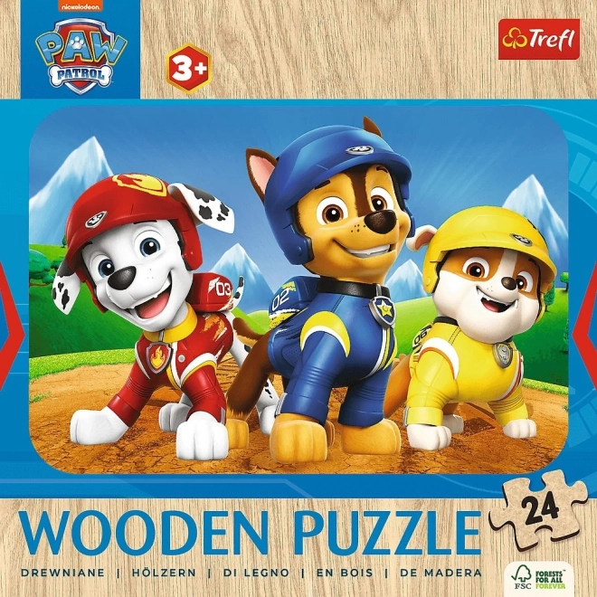 Puzzle din lemn 24 piese cu Patrula Cățelușilor