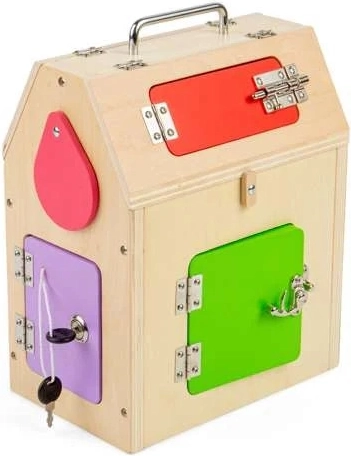 Placă de activități Bigjigs Toys - Căsuță pentru copii