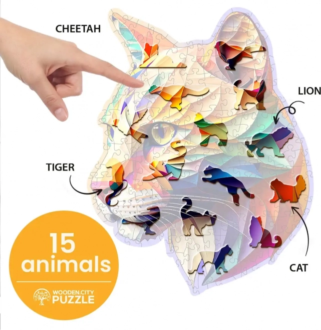 Puzzle de lemn Puma colorată 150 de piese