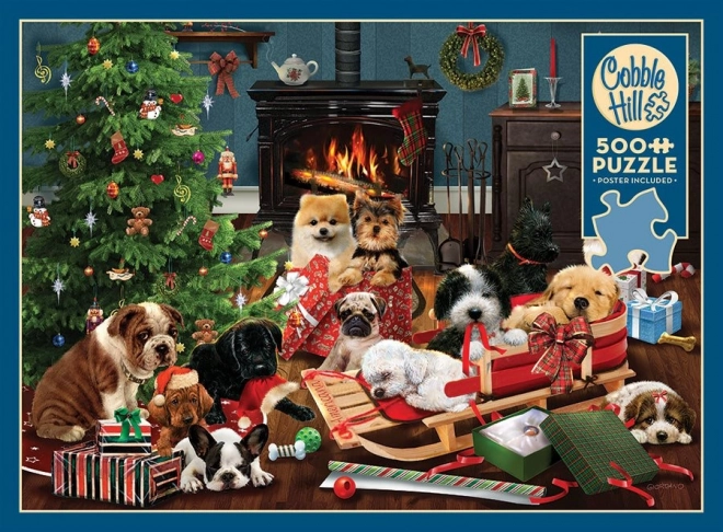 Puzzle Crăciun Căţeluşi 500 piese Cobb Hill
