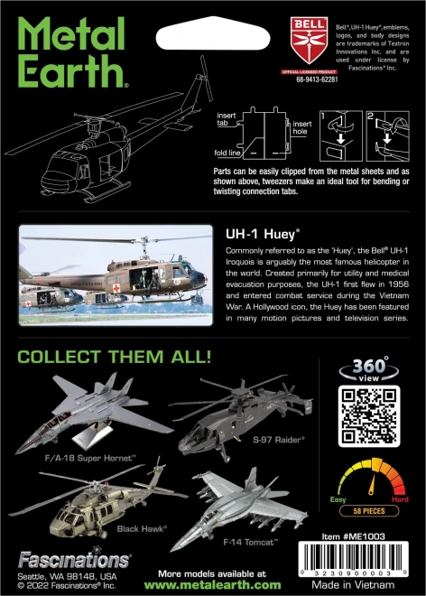 Puzzle 3D Metal Earth elicopter UH-1 Huey