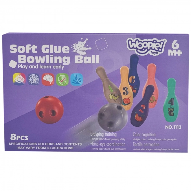 Jucărie senzorială popice pentru bebeluși Woopie