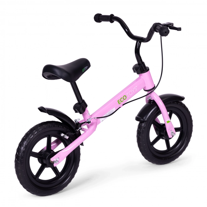 Bicicletă de echilibru cu frână pentru copii ECOTOYS roz
