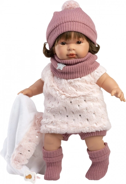 Păpușă realistă Carla cu sunete și corp textil moale 42 cm