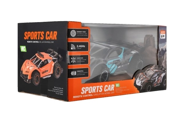 Mașină RC sport 2,4GHz 20cm șiclo-turcoaz pe baterii