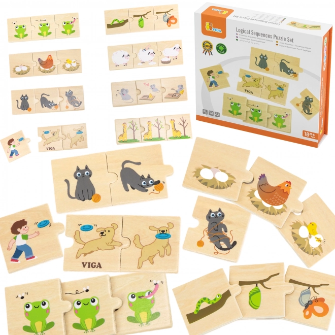 Puzzle din lemn pentru potrivirea activităților animalelor