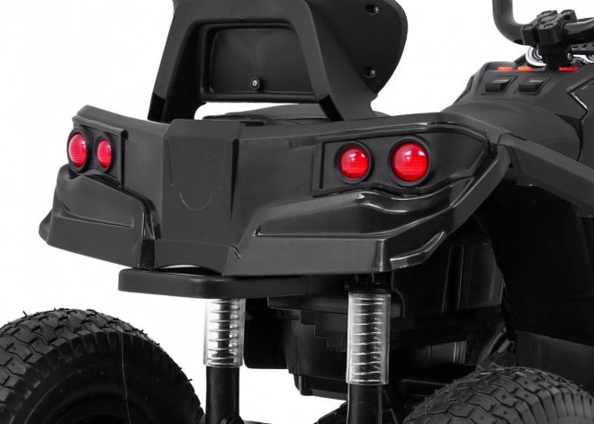 ATV pentru copii, quad Air pe baterie Negru + roți gonflabile + radio MP3 + pornire lentă