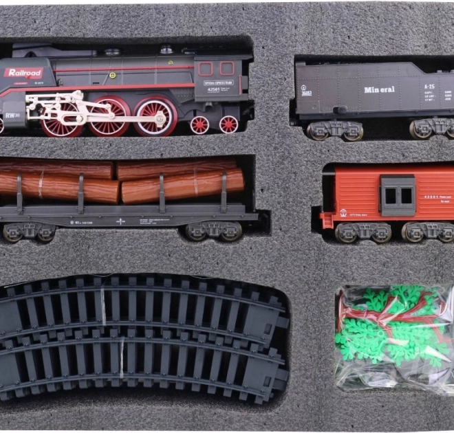 Set tren cu efect de abur pe baterii