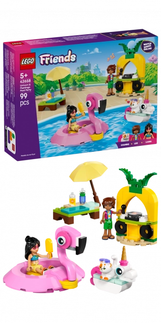 Lego Friends Distracție la piscină cu unicorn și flamingo