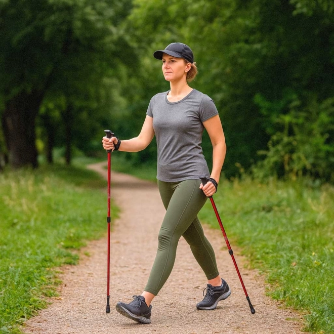 Bețe de trekking pentru Nordic Walking, pliabile, 2 bucăți, roșii