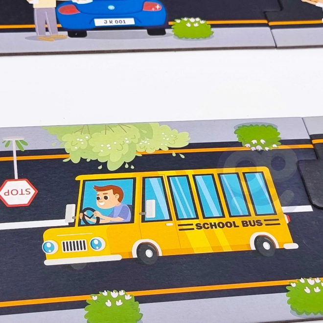 Woopie Green puzzle urban pentru copii - Pista auto