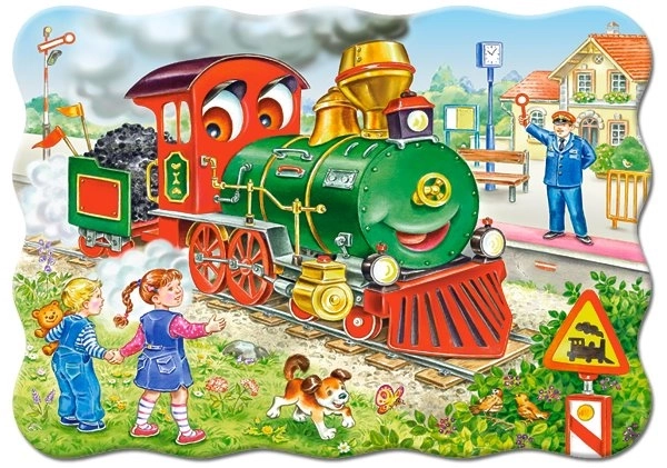 Puzzle 30 piese locomotiva verde