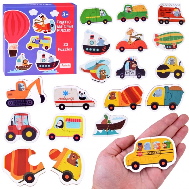 set colorat de puzzle cu vehicule pentru copii