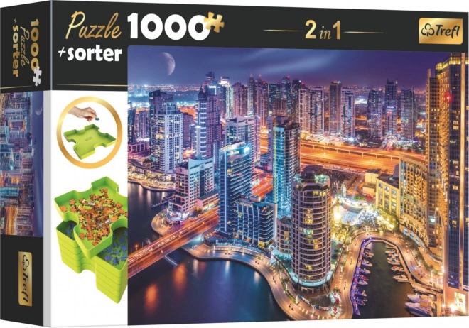 Puzzle cu sortator 2 în 1 Noaptea în Dubai 1000 piese