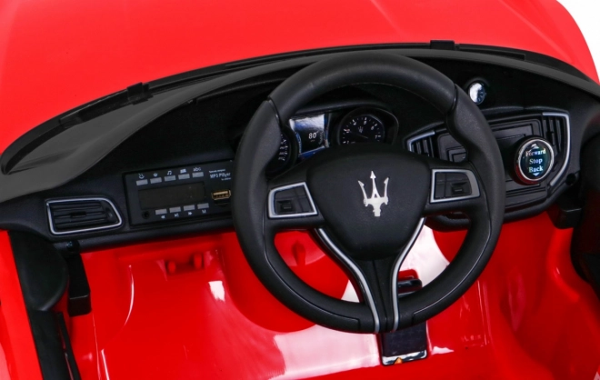 Maserati Ghibli cu baterie pentru copii roșu + telecomandă + pornire lentă + EVA + MP3 USB + LED