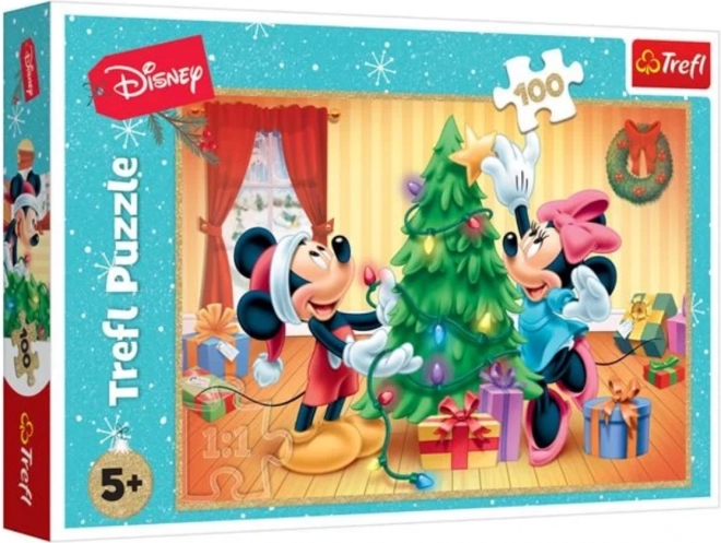 puzzle Mickey și Minnie Crăciun 100 piese