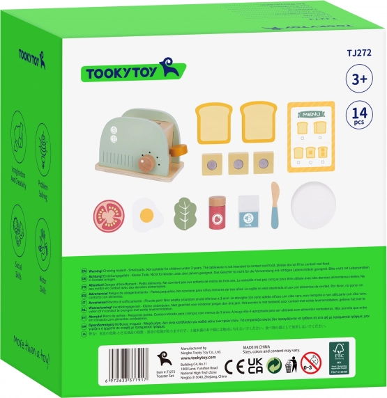 Set prăjitor de pâine din lemn pastel pentru micul dejun de la Tooky Toy