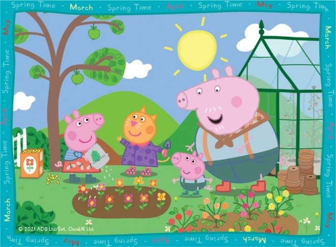 Puzzle progresiv prietenii Pepa Pig anotimpurile