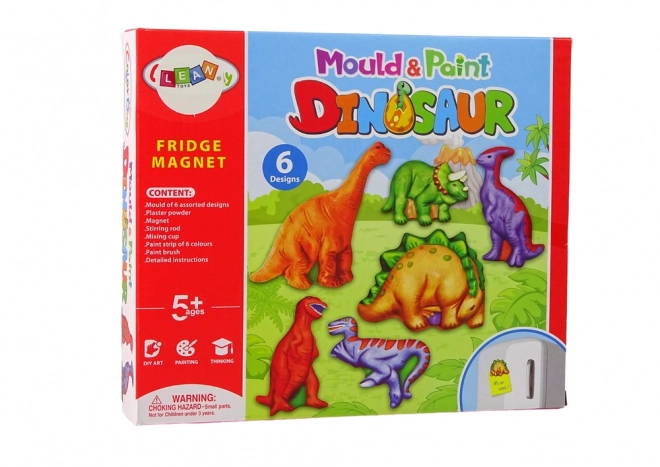 Set de pictură dinozauri din ipsos cu magneți