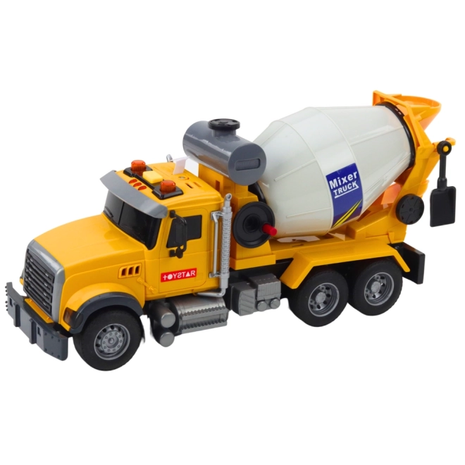 Camion galben cu mixer de beton cu lumini și sunete