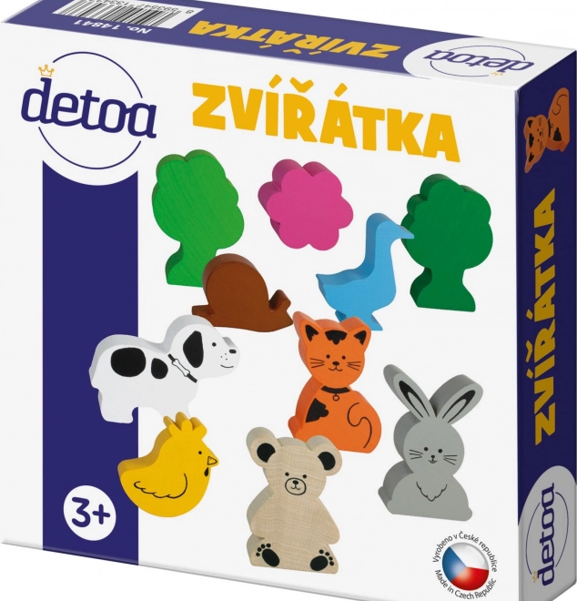 Set de animăluțe din lemn în cutie