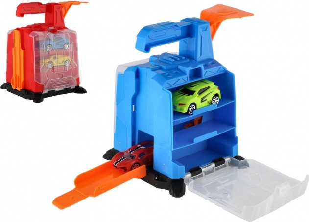Garaj din plastic cu mecanism de lansare și 2 mașinuțe