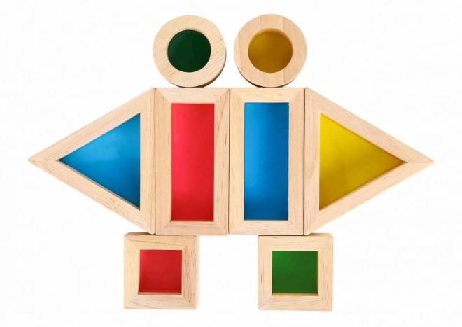 Blocuri din lemn colorate cu oglinzi TOOKY TOY