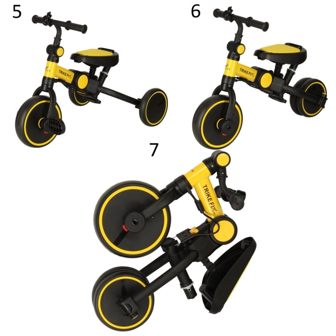 Tricicletă multifuncțională cu copertină Trike Fix V4 – Galben-negru