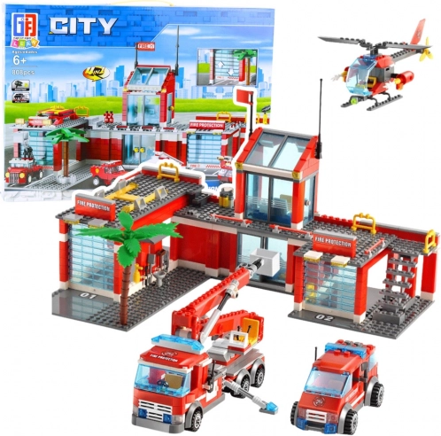 Joc de construcție stație de pompieri cu vehicule 808 piese