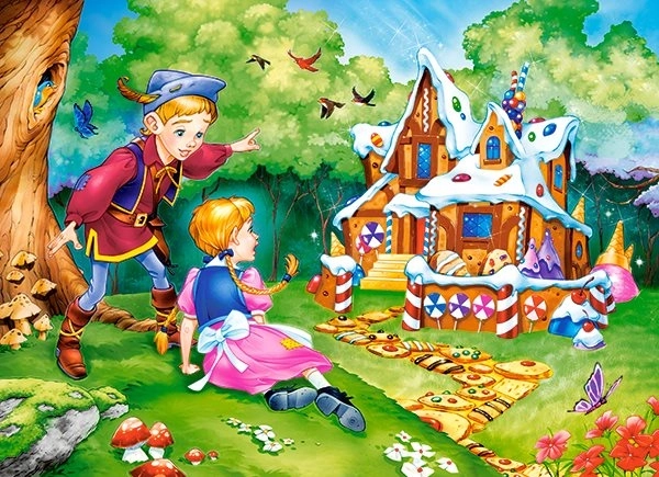 Puzzle colorat Hansel și Gretel