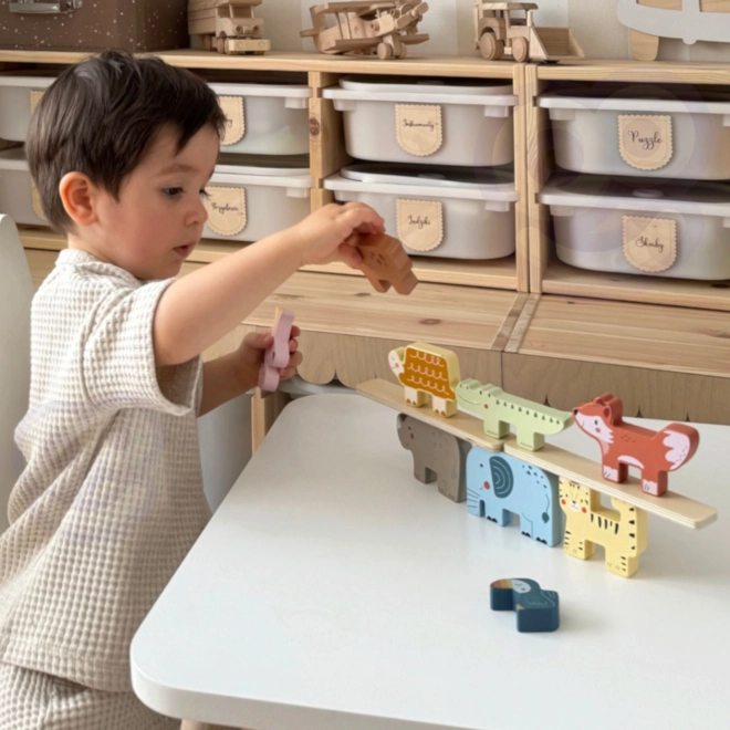 Cuburi din lemn animăluțe Montessori 9 buc de la Tooky Toy